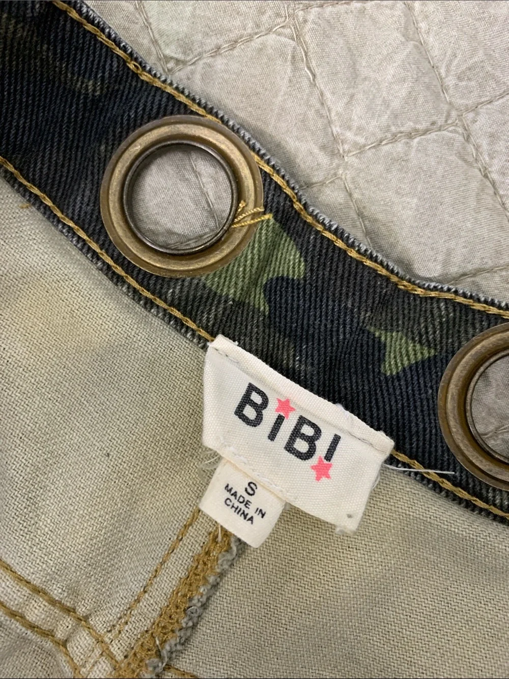 BiBi Olive Green Camo Wide-Leg Barrel size small